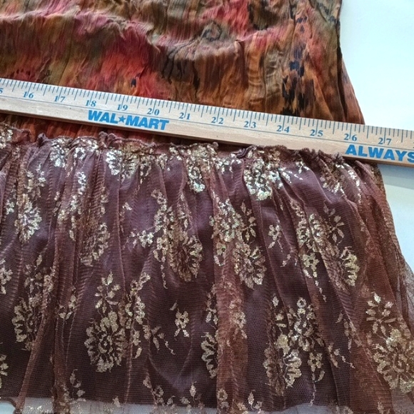 UNYX Floral Print Beautiful Colors/ Contrast 1 Velvet & 2 100% Polyester Skirt S - Picture 10 of 15